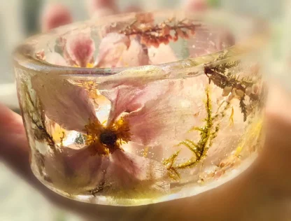 Garden of Light” – Handmade Anemone Flower Resin Bangle