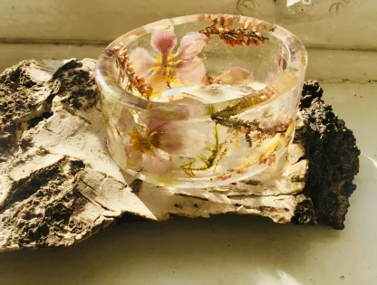 Garden of Light” – Handmade Anemone Flower Resin Bangle