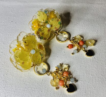 Sunlit Reverie Blooms – Handmade Real Yellow Hydrangea Earrings
