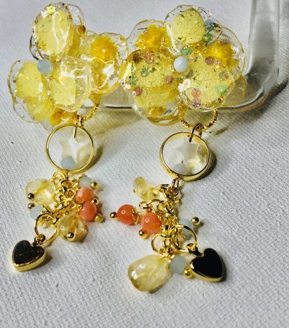 Sunlit Reverie Blooms – Handmade Real Yellow Hydrangea Earrings