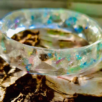 Ocean Dreamlight – Holographic Dolphin Resin Bangle | Handmade Fantasy Ocean Jewelry