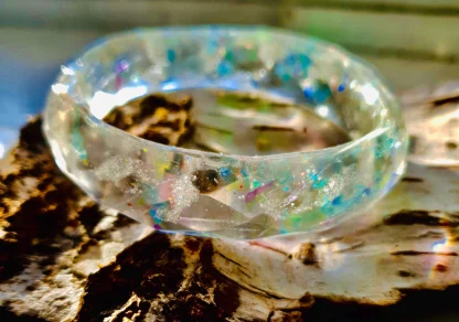 Ocean Dreamlight – Holographic Dolphin Resin Bangle | Handmade Fantasy Ocean Jewelry