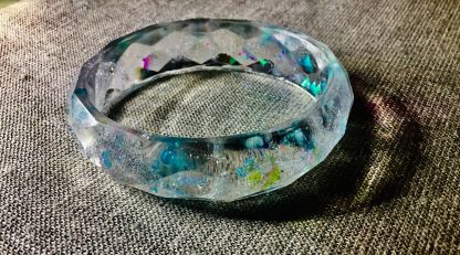Ocean Dreamlight – Holographic Dolphin Resin Bangle | Handmade Fantasy Ocean Jewelry