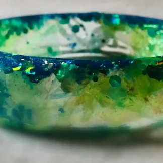 Ocean’s Muse” – Handcrafted Blue-Green Fantasy Fish Resin Bangle
