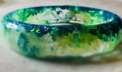 Ocean’s Muse” – Handcrafted Blue-Green Fantasy Fish Resin Bangle