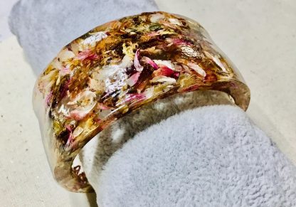 Petal Embrace – Handcrafted Pink Floral Cuff Bracelet
