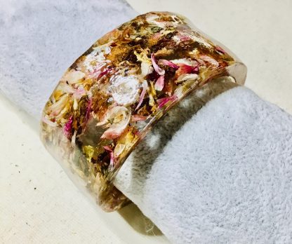 Petal Embrace – Handcrafted Pink Floral Cuff Bracelet