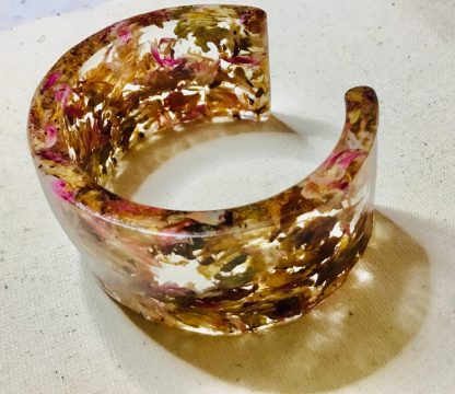 Petal Embrace – Handcrafted Pink Floral Cuff Bracelet