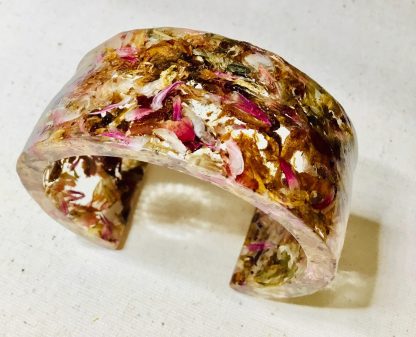 Petal Embrace – Handcrafted Pink Floral Cuff Bracelet