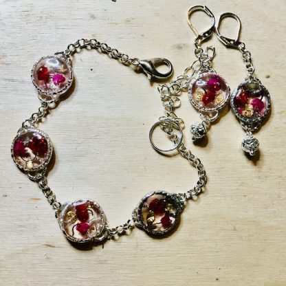 Crimson Bells – Real Red Lily of the Valley Resin Jewelry Set