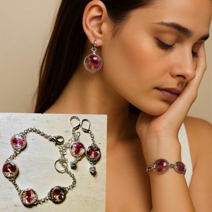Crimson Bells – Real Red Lily of the Valley Resin Jewelry Set