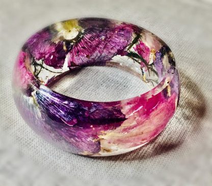 Blush of Malva – Real Mallow & Rose Petal Resin Bangle