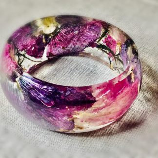 Blush of Malva – Real Mallow & Rose Petal Resin Bangle