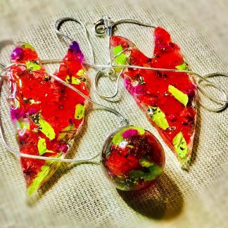 Eternal Blooms – Real Red Hydrangea Resin Jewelry Set