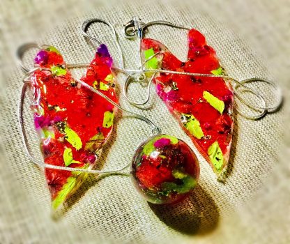 Eternal Blooms – Real Red Hydrangea Resin Jewelry Set
