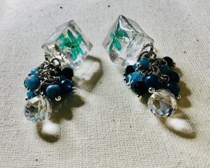 Sandalwood Flower Earrings and Adjustable Ring