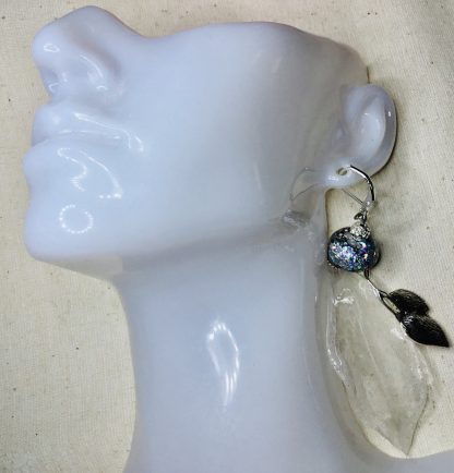 Silver Forest Dreams – Real Leaf Earrings with Glitter
