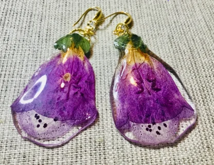 Real Foxglove Resin Earrings