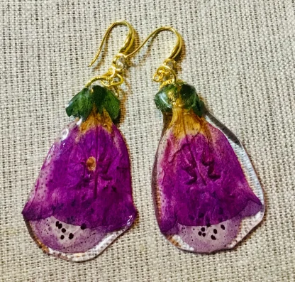 Real Foxglove Resin Earrings