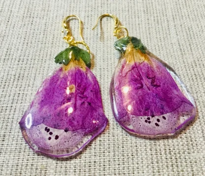 Real Foxglove Resin Earrings