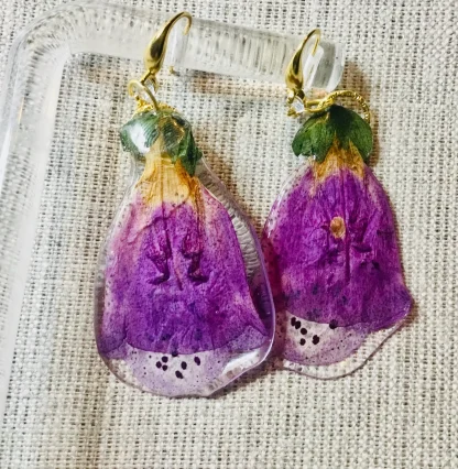 Real Foxglove Resin Earrings
