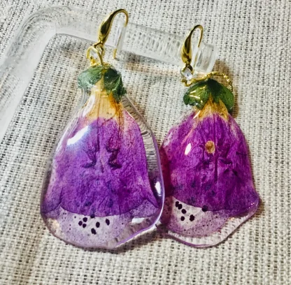 Real Foxglove Resin Earrings