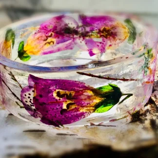 Real Foxglove Flower Resin Bangle