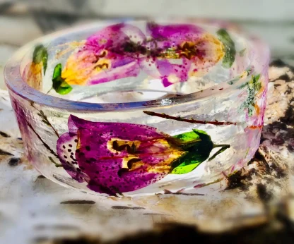 Real Foxglove Flower Resin Bangle
