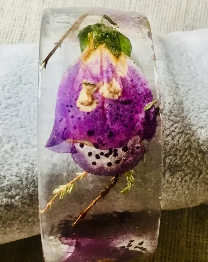 Real Foxglove Flower Resin Bangle