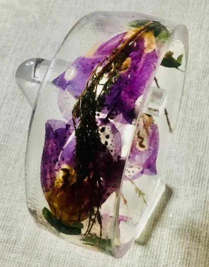Real Foxglove Flower Resin Bangle