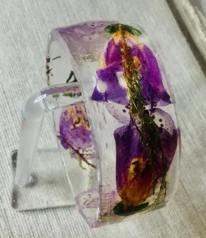Real Foxglove Flower Resin Bangle