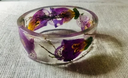Real Foxglove Flower Resin Bangle
