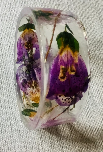 Real Foxglove Flower Resin Bangle