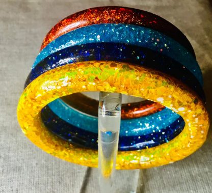 Set of 4 Colourful Glitter Resin Bangles 