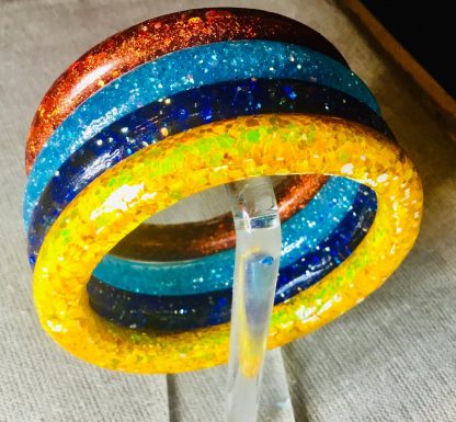 Set of 4 Colourful Glitter Resin Bangles 