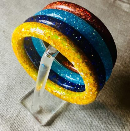 Set of 4 Colourful Glitter Resin Bangles 