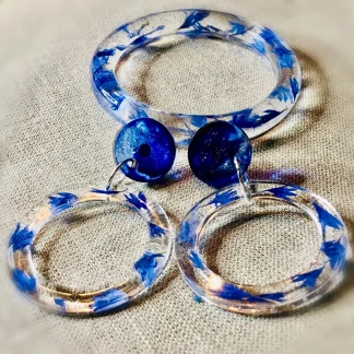 Radiant Coneflower Harmony – Handcrafted Bangle & Earrings Set
