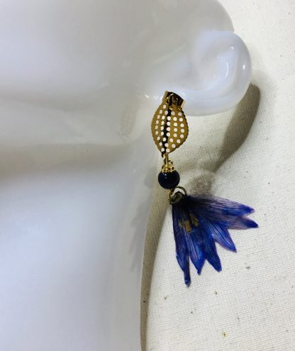 Midnight Lily Bloom – Real Lilias Flowers Earrings