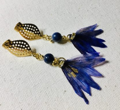 Midnight Lily Bloom – Real Lilias Flowers Earrings