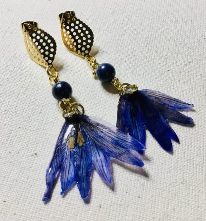 Midnight Lily Bloom – Real Lilias Flowers Earrings