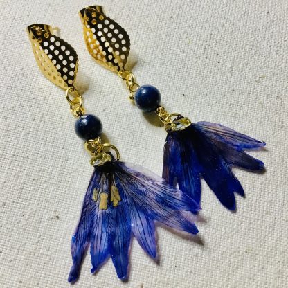 Midnight Lily Bloom – Real Lilias Flowers Earrings