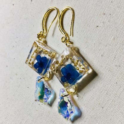 Eternal Sky Bloom – Handmade Botanical Jewelry Set with Real Pressed Forget-Me-Not Flowers