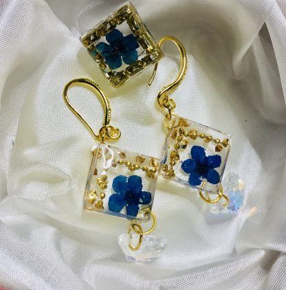 Eternal Sky Bloom – Handmade Botanical Jewelry Set with Real Pressed Forget-Me-Not Flowers