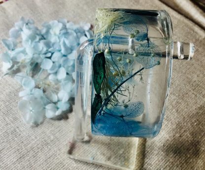 Ocean Bloom Cuff" – Real Blue Hydrangea Resin Bracelet