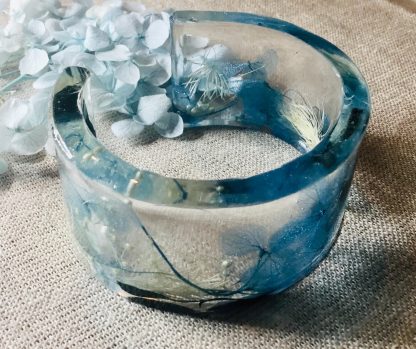 Ocean Bloom Cuff" – Real Blue Hydrangea Resin Bracelet