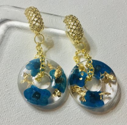 Ethereal Forget-Me-Not Resin Jewelry Set – Real Blue Flowers in Resin Earrings & Bangle