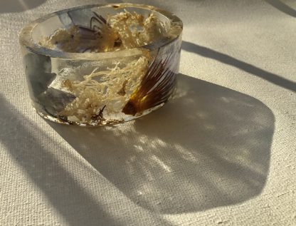 Enchanted Waterlily & White Moss Resin Bangle