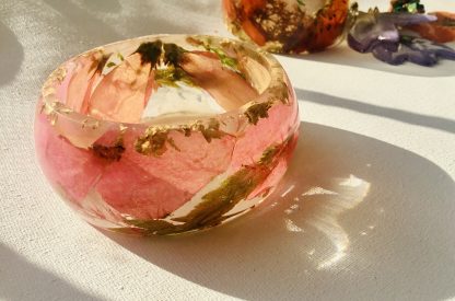 Pink Meadow Resin Bangle – Real Pink Petals & Grass
