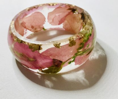 Pink Meadow Resin Bangle – Real Pink Petals & Grass