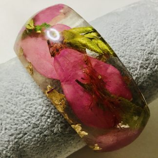 Pink Meadow Resin Bangle – Real Pink Petals & Grass